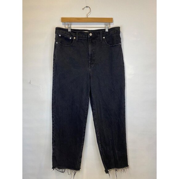 Madewell 32 The Perfect Vintage Wide Leg Jean Faded Black Raw Hem GUC - Picture 3 of 9